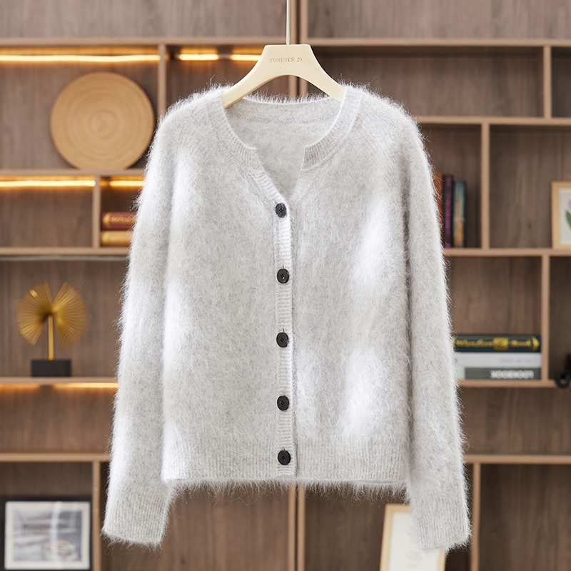 100% Pure Cashmere Women's Fashion Scissor Collar Cashmere Knit Cardigan Sweater Jacket hot-sale products