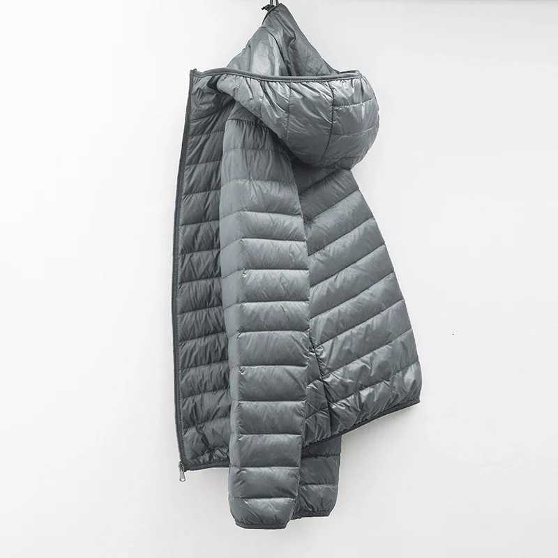2024 Men Winter Coat Fashion Hooded White Duck Down Jackets Plus Size Ultralight Down Coat Portable Slim Down Parka W250722