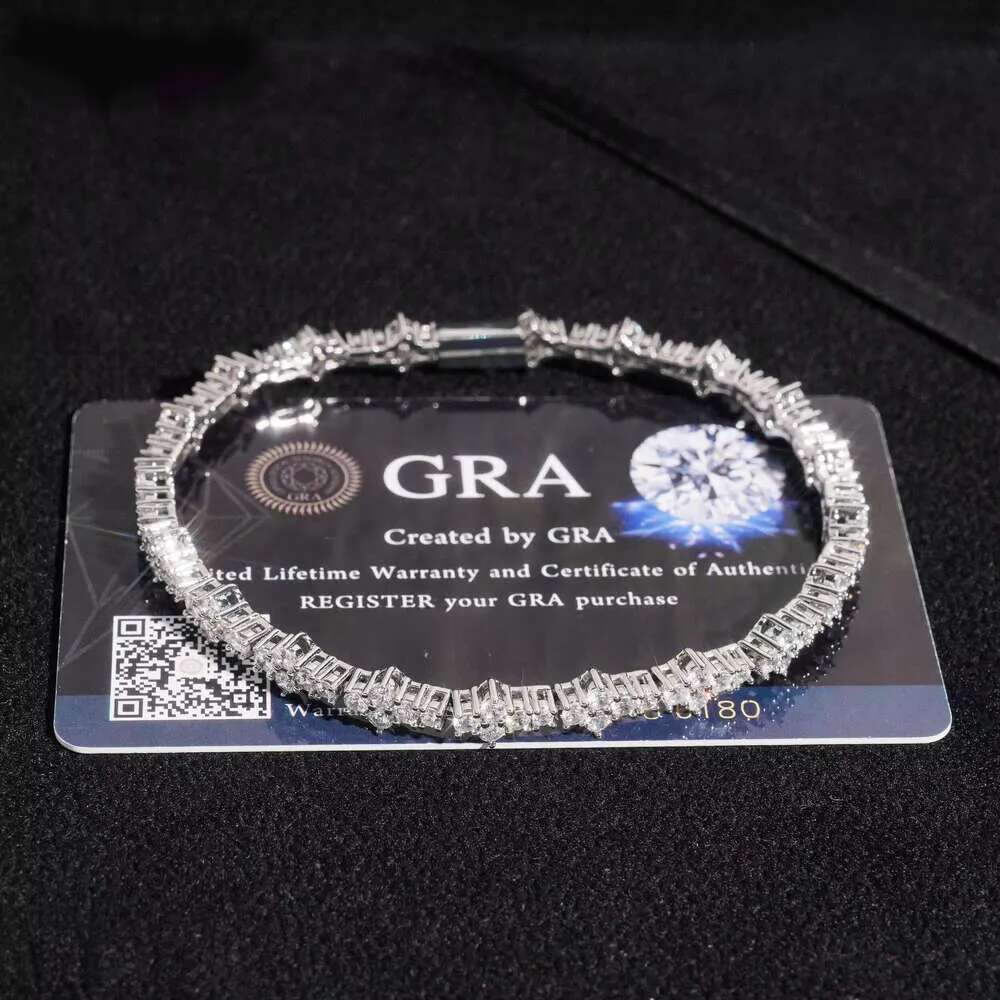 New Product Launch 3MM Flower Tennis High Quality Bracelet Pass Dia Tester Fashion Iced Out Cross Sier Necklace Moissanite Chain