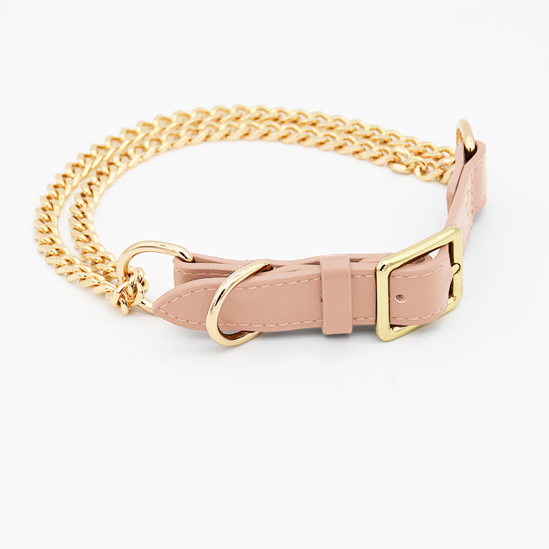 Gold stainless steel pet collar traction rope dog leash dog chain explosion-proof for medium and large dogs - view 8