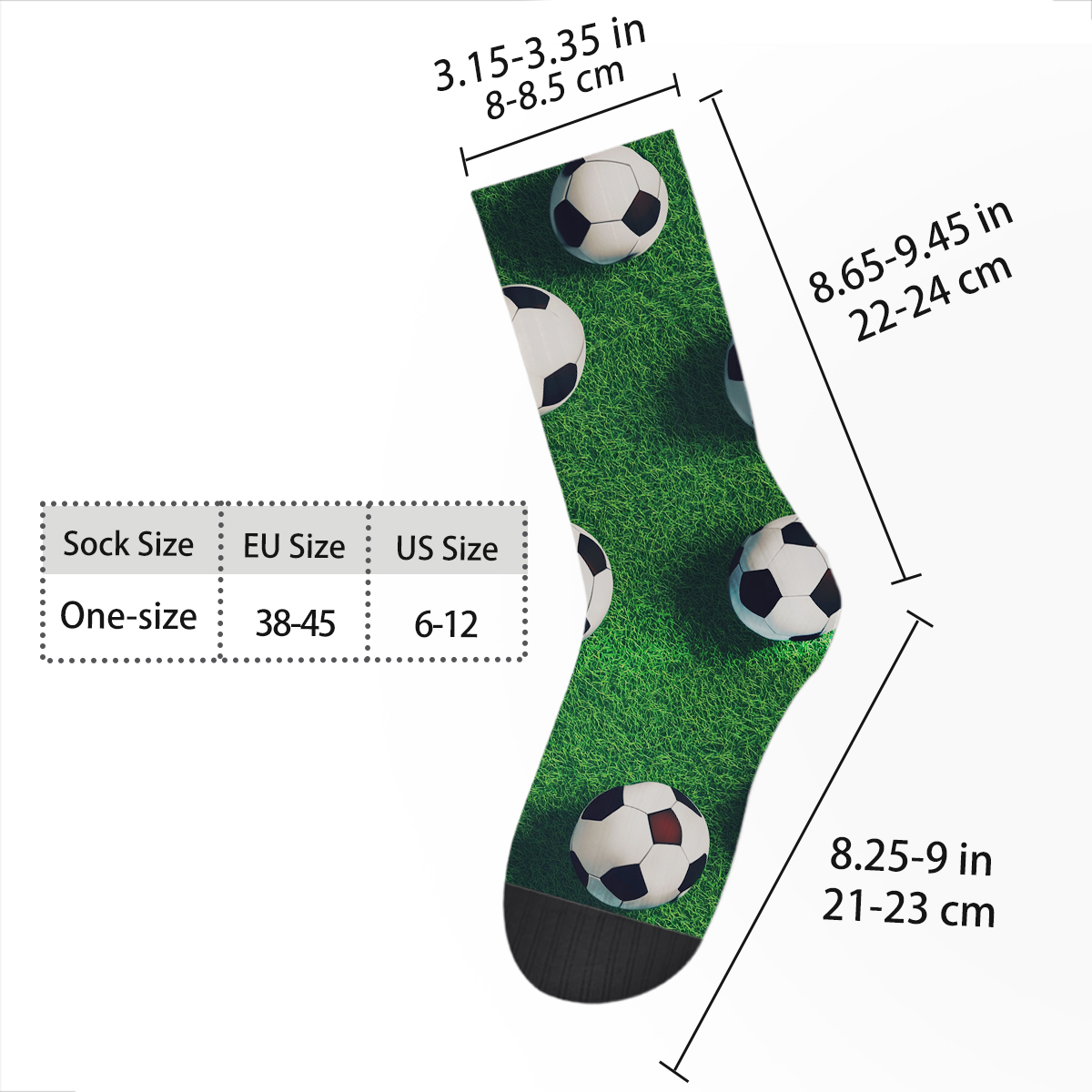 Soccer Field & Balls Unisex Tube Designer Socks C081