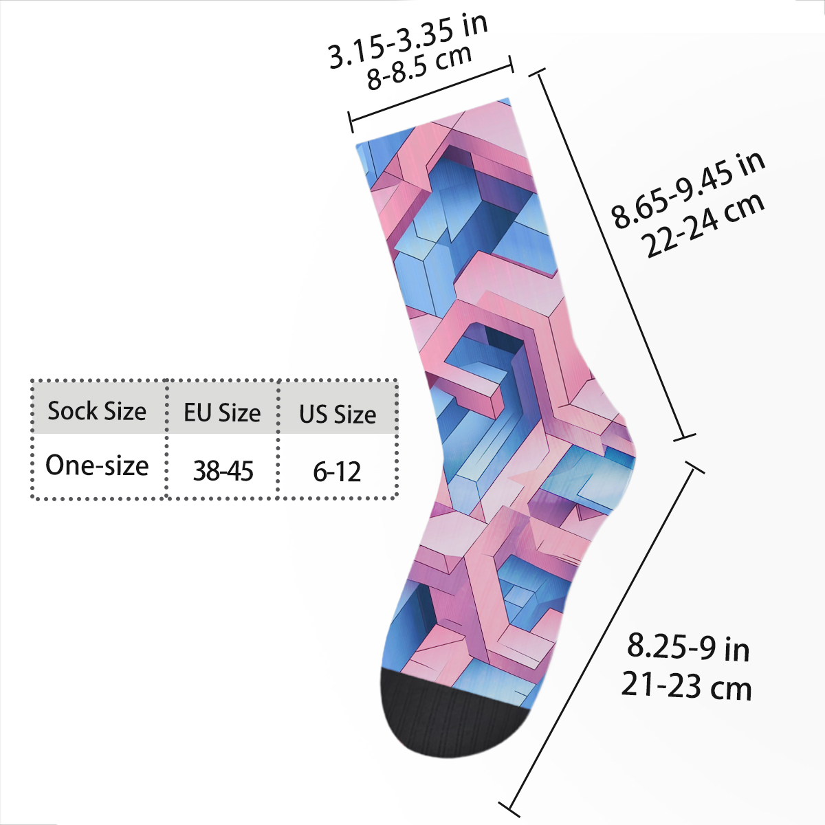 3D Geometric Cube Unisex Tube Designer Socks C082