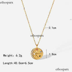 18K Gold Plated Stainless Steel Colorful VVS Moissanite Pendant North Star Sun moon relief hammer inlaid color VVS Moissanite round Necklace