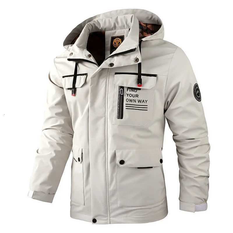 Fashion Mens Casual Windbreaker Jackets Hooded Jacket Men Waterproof Outdoor Soft Shell Winter Coat Clothing Warm Plus Size W250722