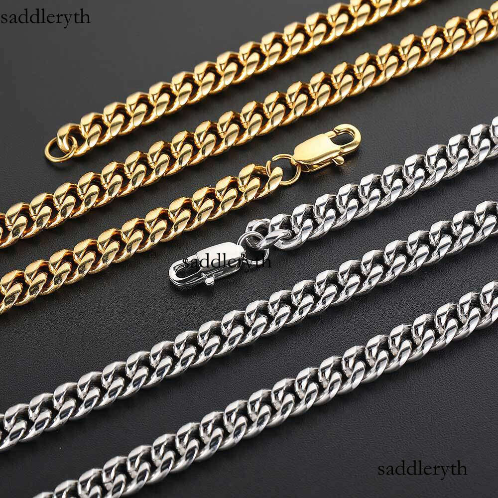 Miami Cuban Link Chain For Men Punk Gold Chains Stainless Steel Choker Necklace Hip Hop Jewelry Gift 5mm 16-30 inch