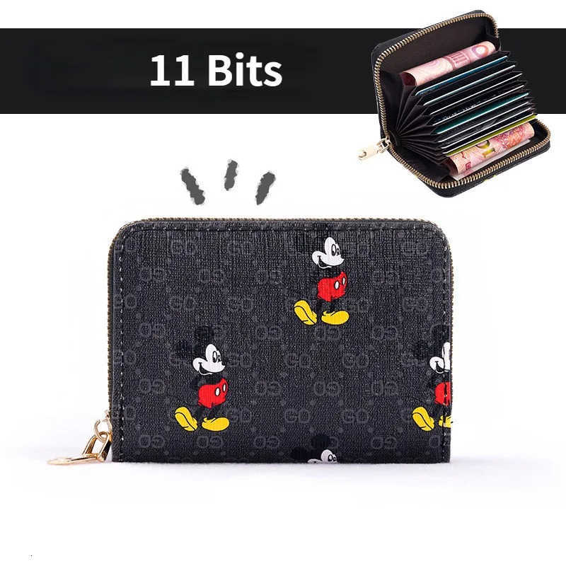 Disney Mickey Mouse Card Bag Wallets Zipper Women Cartoon Fashion Coin Purse Girls Clutch Luxury Credit ID Card Holder 11 Bits W250722