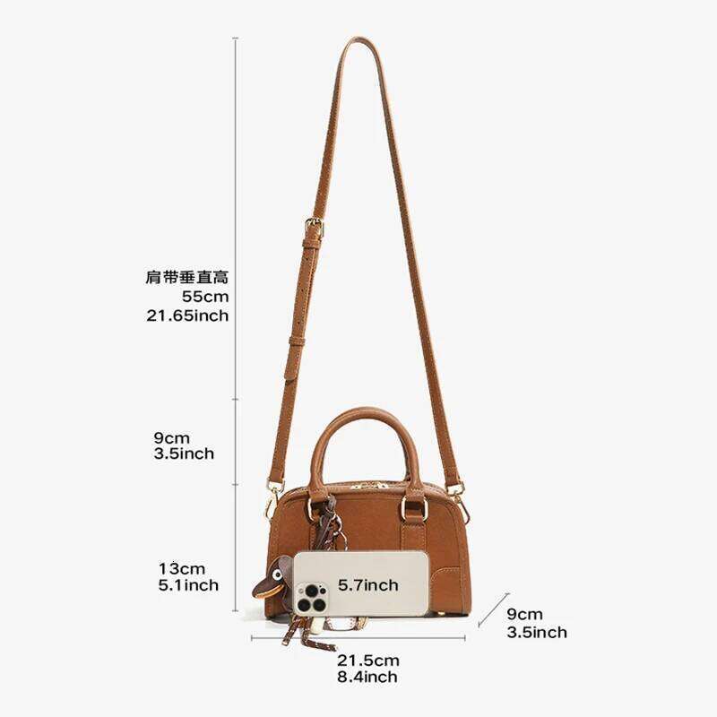 Designer Bags 2025 New Second-Layer Cowhide Boston Women's Commuting Versatile Bowling Bag Niche Design Support Free Gold Stamping Luxury Bag