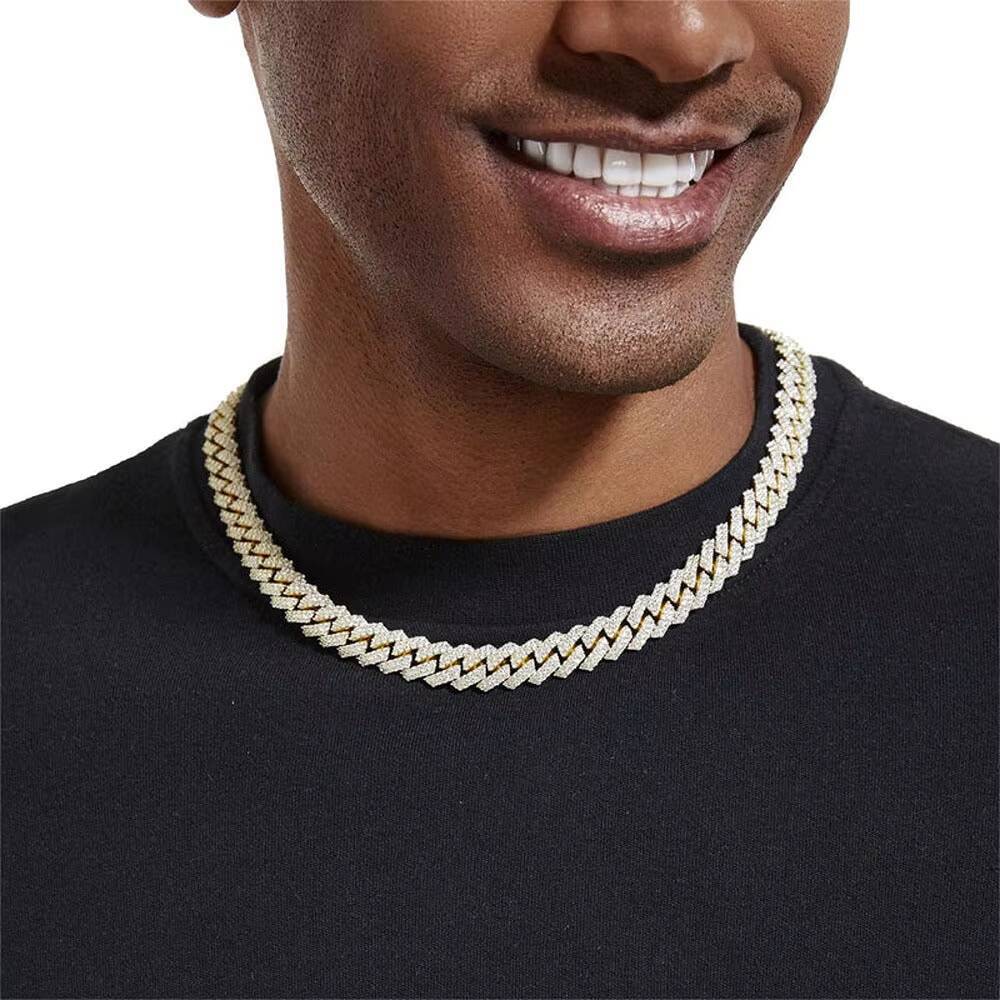 Luxury Hip Hop Moissanite Diamond Cuban Chain Necklace Elegant Fashion Accessory