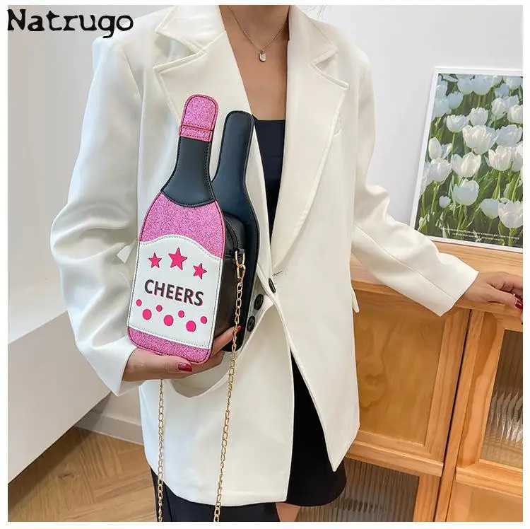 Creative Bottle Shape Chains Crossbody Bags for Women Designer Funny Shoulder Bags Cute Lovely Small Purse And Handbag Y250722
