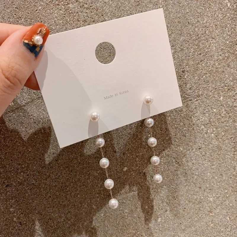 Earrings New Retro Long Pearl Earrings Chain Tassel Fashion Atmospheric Wedding Pendant Earrings for Women Elegant Ear Pendant XJ250722