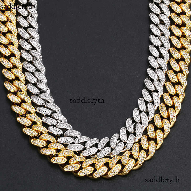 12mm Latest Trendy Moissanite Link Chain Gold Color Dia Iced Out Necklace Hip Hop sier S Cuban chain