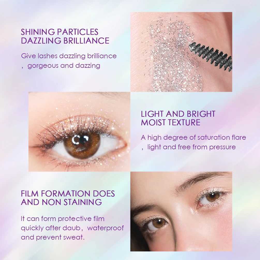 Diamond Glitter Mascara Fast Dry Eyelashes Curling Extension Makeup Waterproof Long-lasting Lengthens Eye Lash Black ChD Mascara W250722
