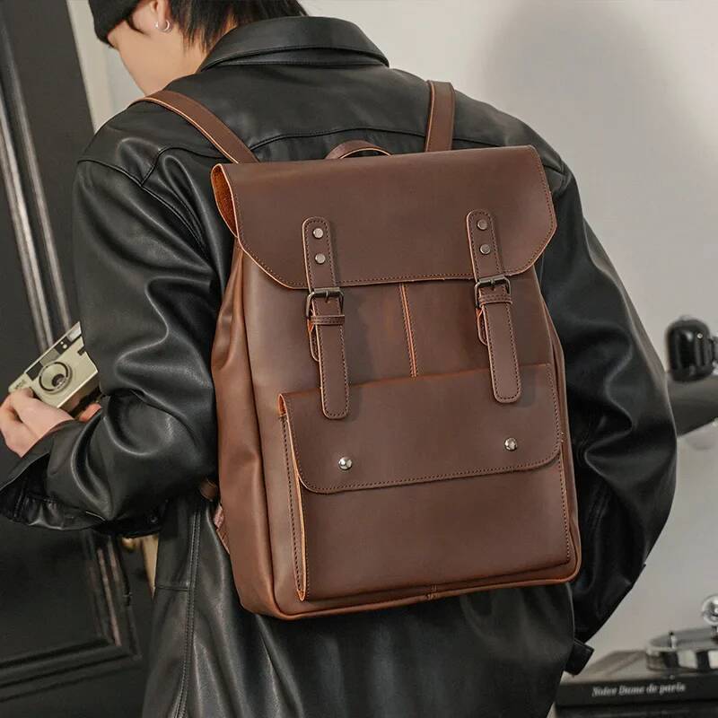 Vintage Leather Men's Fashion for Men Women Large Capacity Couple Backpack Travel Laptop Backpacks Bag high-quality