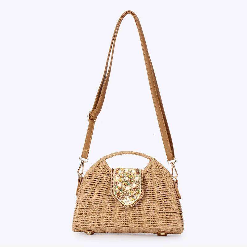 Ladies Fashion Summer Straw Crossbody Bag Beach Holiday Shopping Woven Shoulder Handbags Messenger Purses For Women Bags