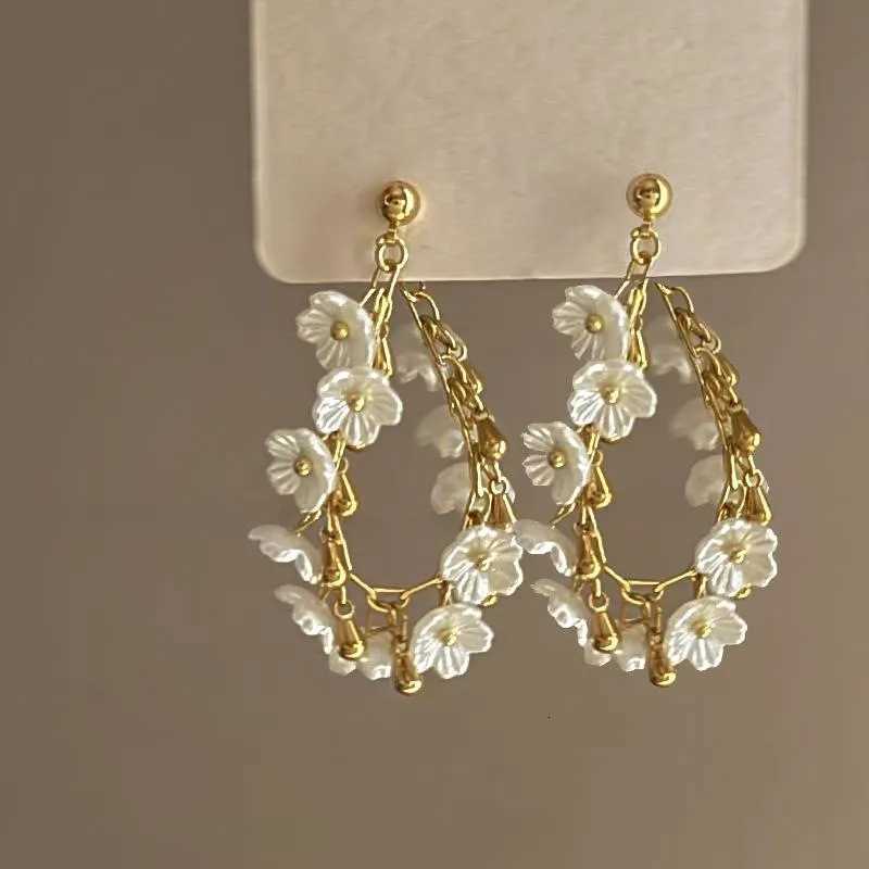 Fashion Camellia Flower Petal Dangle Earrings for Women Luxury Designer Removable Tassel Earrings Temperament Jewelry Gift XJ250722
