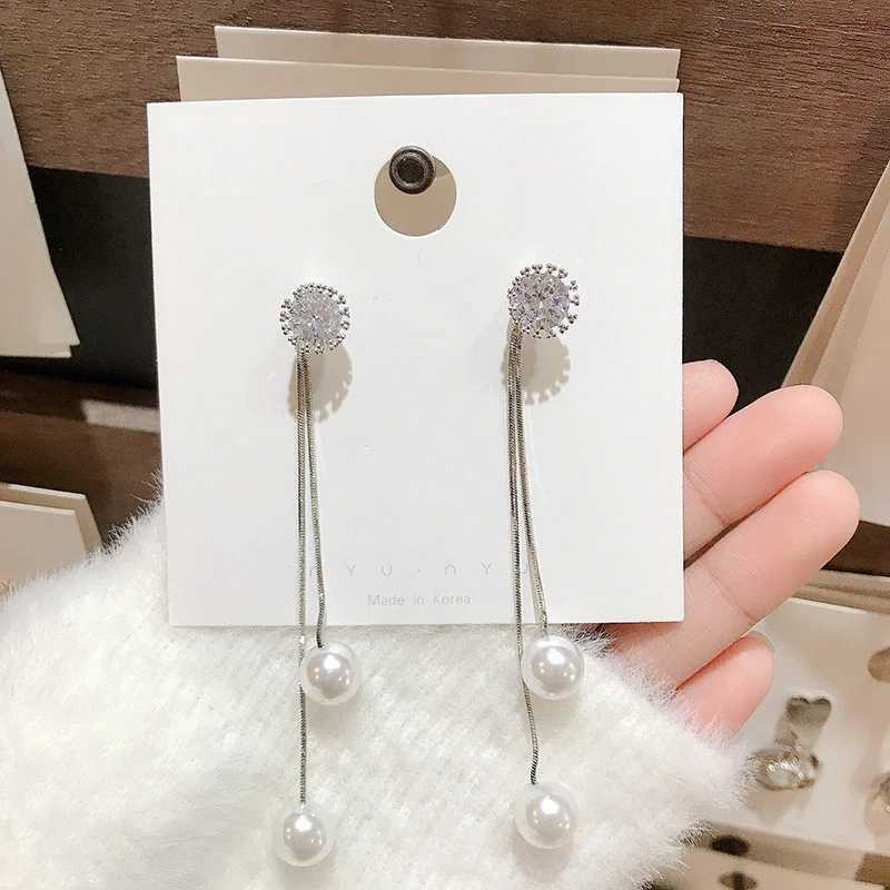 New Long Tassel Earrings Temperament Women Dangle Earrings Simulated Pearl Pendants Drop Earrings Engagement Ear Jewelry XJ250722