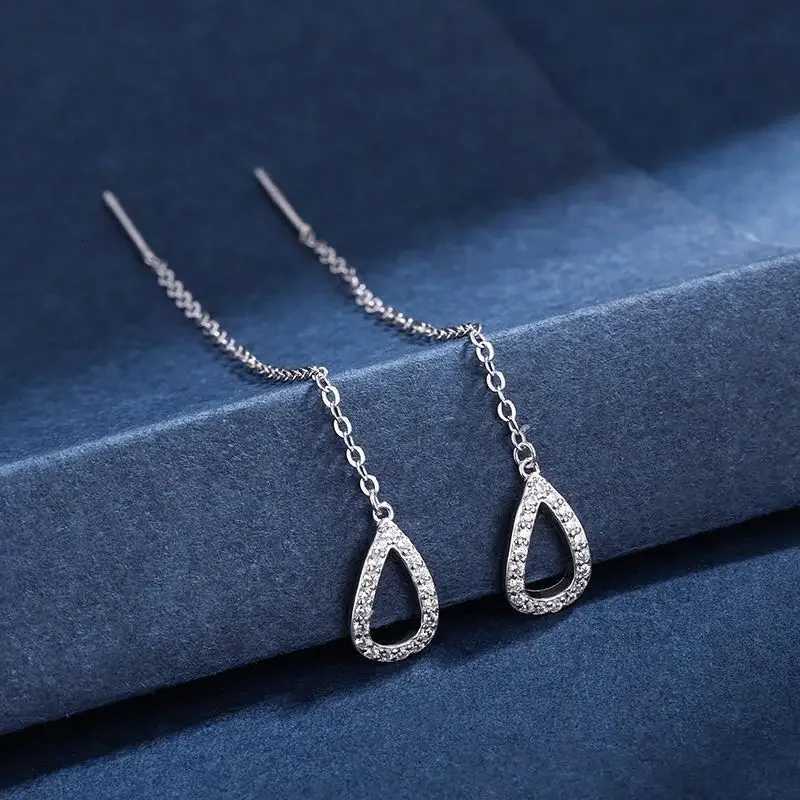 Drop Ear Line Long Hanging Earrings for Women Rose Gold Color Zircon Crystal Piercing Threader Earrings Ear Accessories Jewelry XJ250722