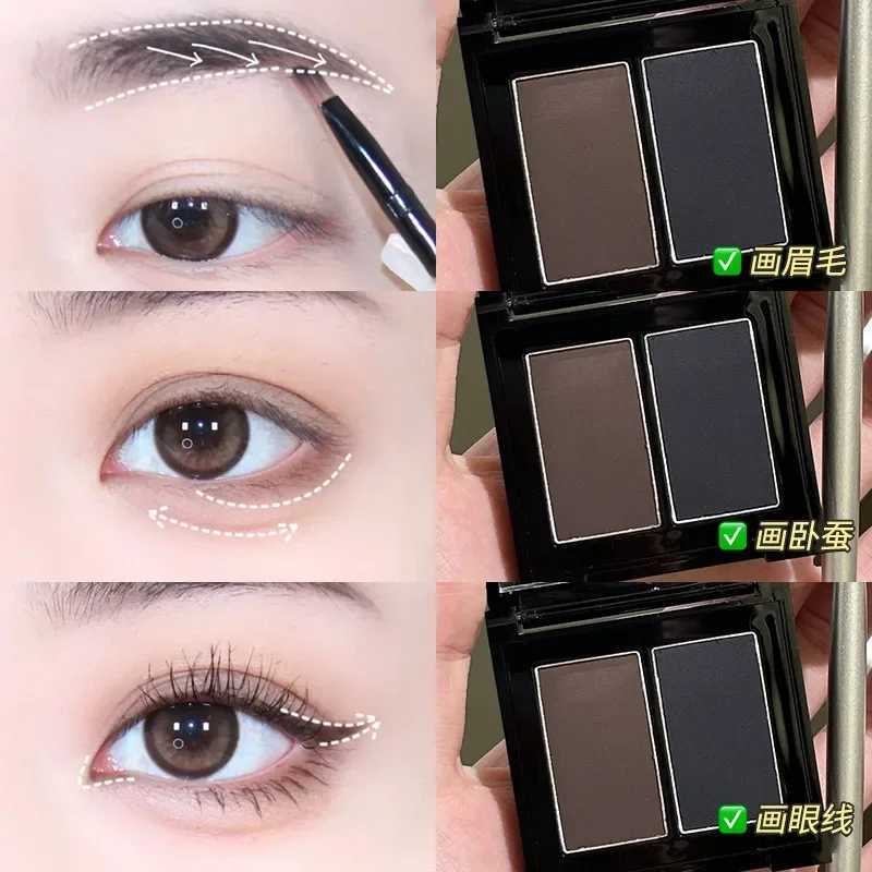 Waterproof Matte Eyeliner Powder Palette Double-color Eyebrow Powder Quick Dry Smooth Black Brown Eyeshadow Makeup Cosmetics W250722