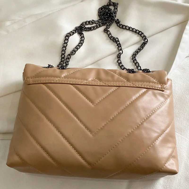 Fi Chain Strap Shoulder Bags For Women Casual Sewing Thread Crossbody Bag With Lock Ladies Handbags And Purses Y250722