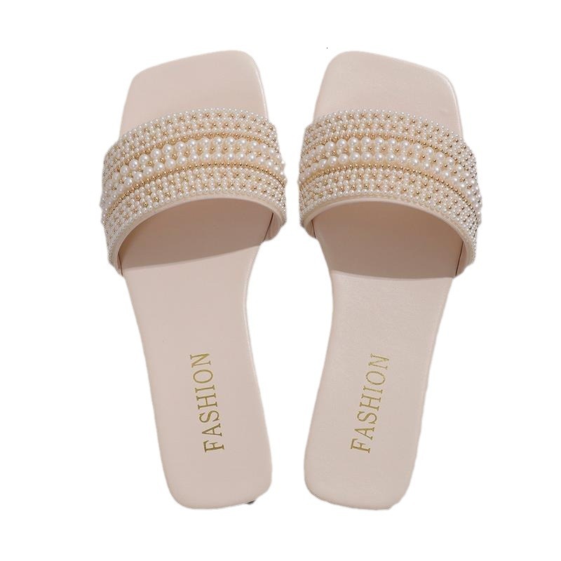 Luxury Brand Designer Shoes Size Women's Sandals 2025 New Pearl Flat Sandals Lightweight Outdoor Beach Sandals For Women