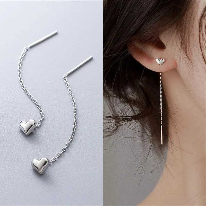 Long Tassel Heart Drop Earrings Gold Silver Color Hanging Women Earrings 2025 Korean Trend Earrings Fashion Party Jewelry Gift XJ250722