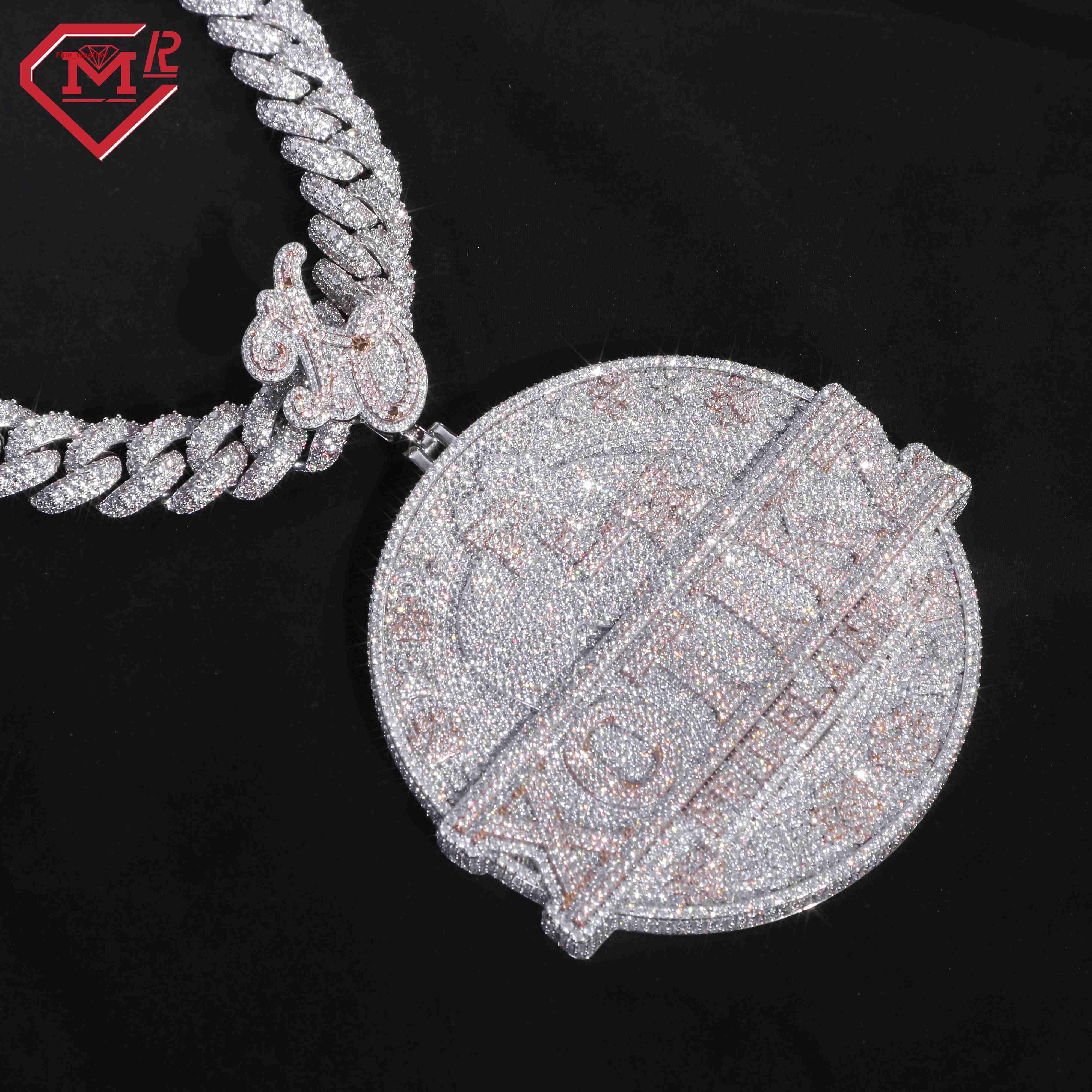 Hiphop Moissanite Pendant Round 925 Sterling Silver Vvs Iced Out Custom Moissanite Pendant