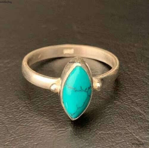 High quality silver thin ribbon engagement Iran turquoise 10mm square size embedded frame set ring New Year's wedding gift