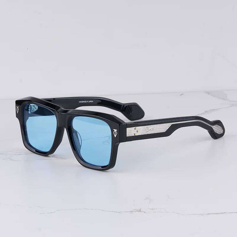 ESTOQUE Men's Vintage Craft Square Black Sunglasses Light Luxuy Designer Brand Top Quality Thick Acetate Solar Glasses for Male