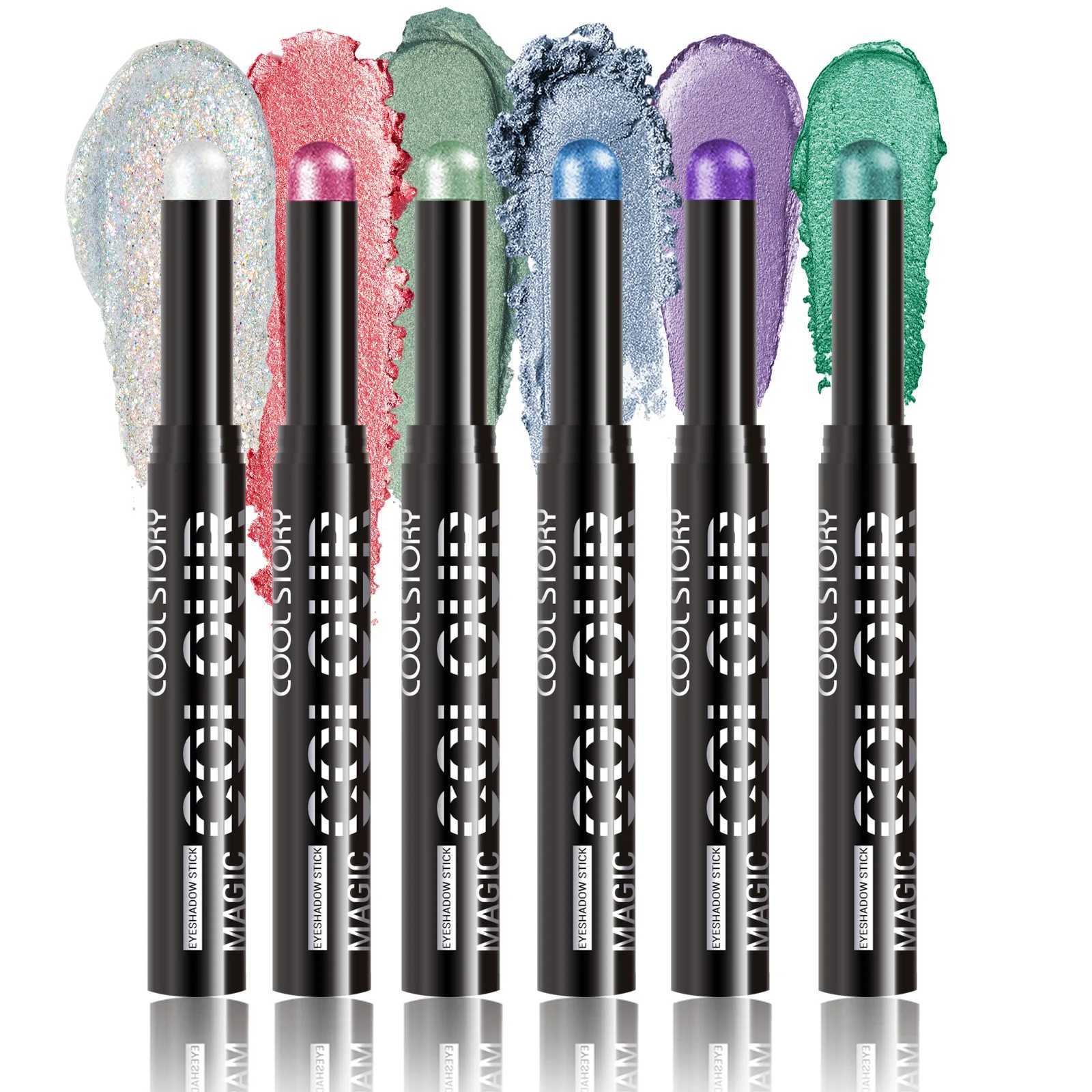 Cool Story 6 Color Eyeshadow Stick Set Lescent Retoung Highlighting Croung Pencil Lazy Eye Makeup Pencil W250722