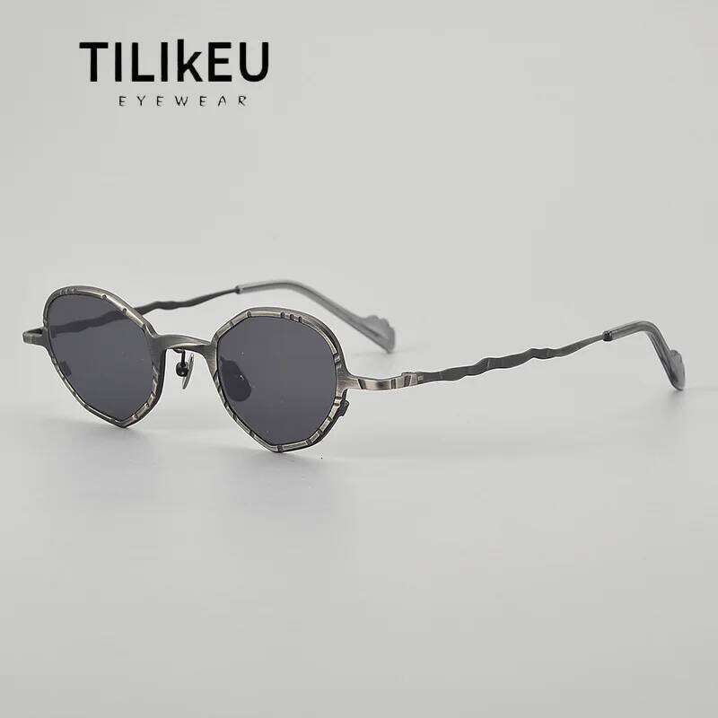 New Pure Titanium Retro Punk Style Polarized Sunglasses UV400 Fashion Cat Eye Oval Classic Men Women Leisure Travel Sun Glasses