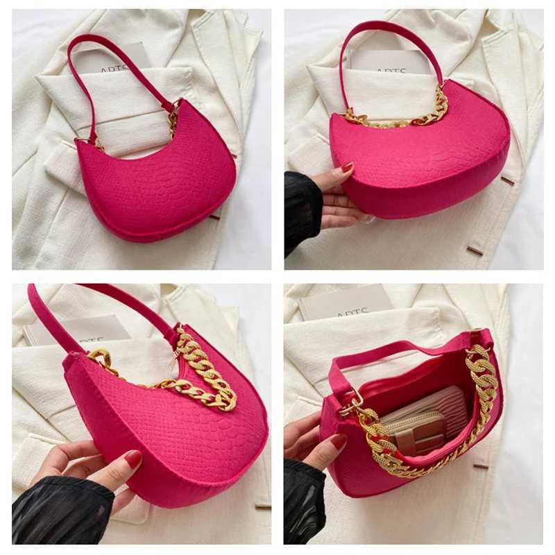Fashion Women Felt Handbags Imitation Metal Chain Underarm Bag Retro Ladies Solid Color Shoulder Bag Trendy Casual Clutch Purse XJ250704