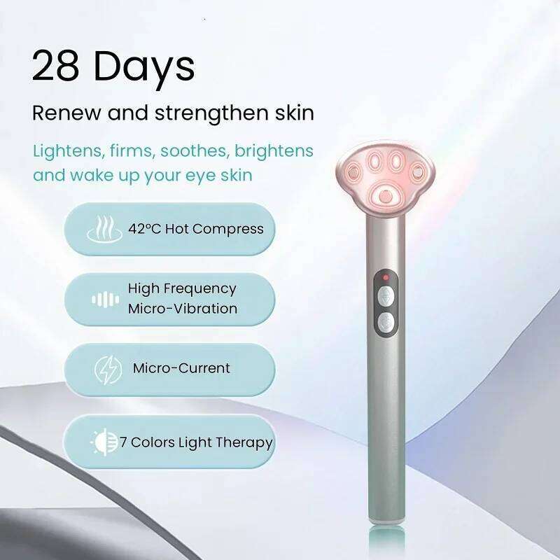 New Model 7 Color LED Massager with Heating Vibration Anti-Aging Eye Care Device for Dark Circle Removal & Eyelid lifting