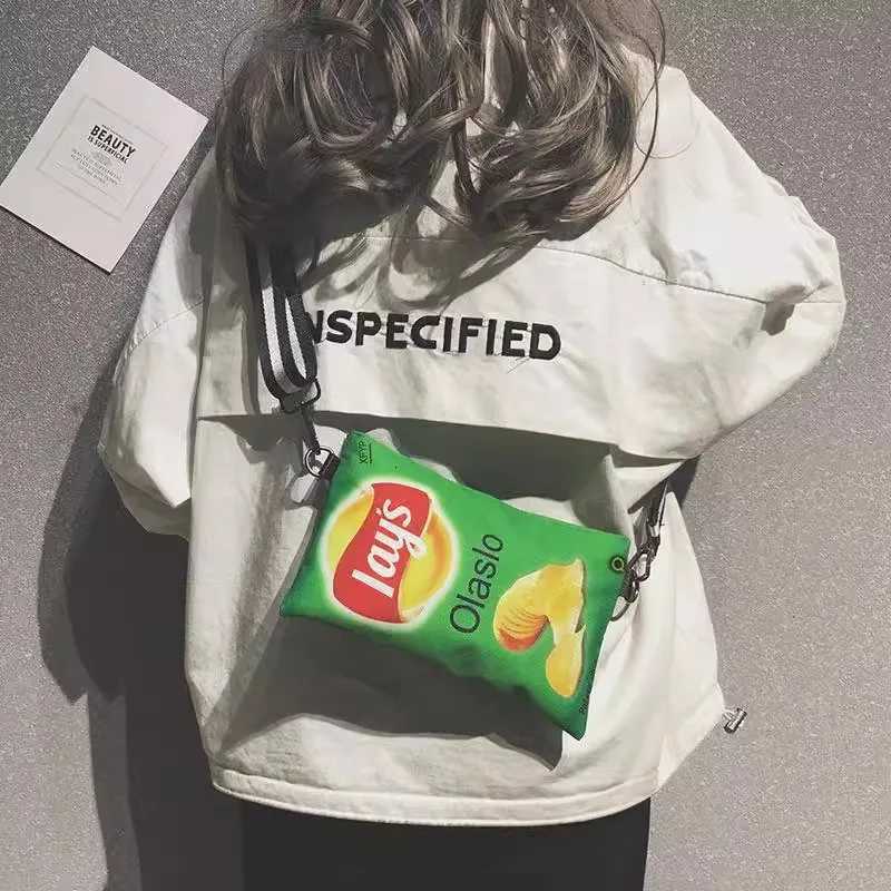 Potato Chip Snack Pattern Crossbody Bag Wens Small Version Single Shoulder Bag Funny Envelope Bag for Wen Girls Phe Bag Y250722