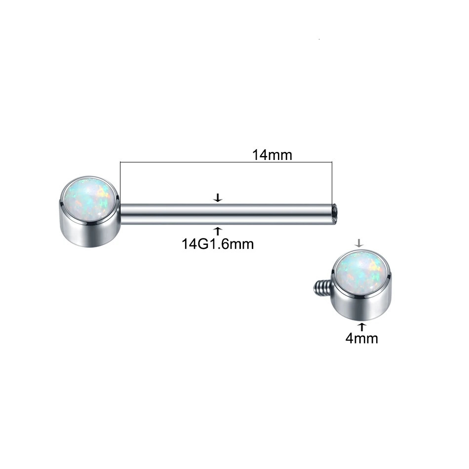 1PC CZ Bezel Nipple Tongue Ring 14G Cubic Zirconia Internally Thread Opal Nipple Barbell Piercings Sexy Women Jewelry 250722