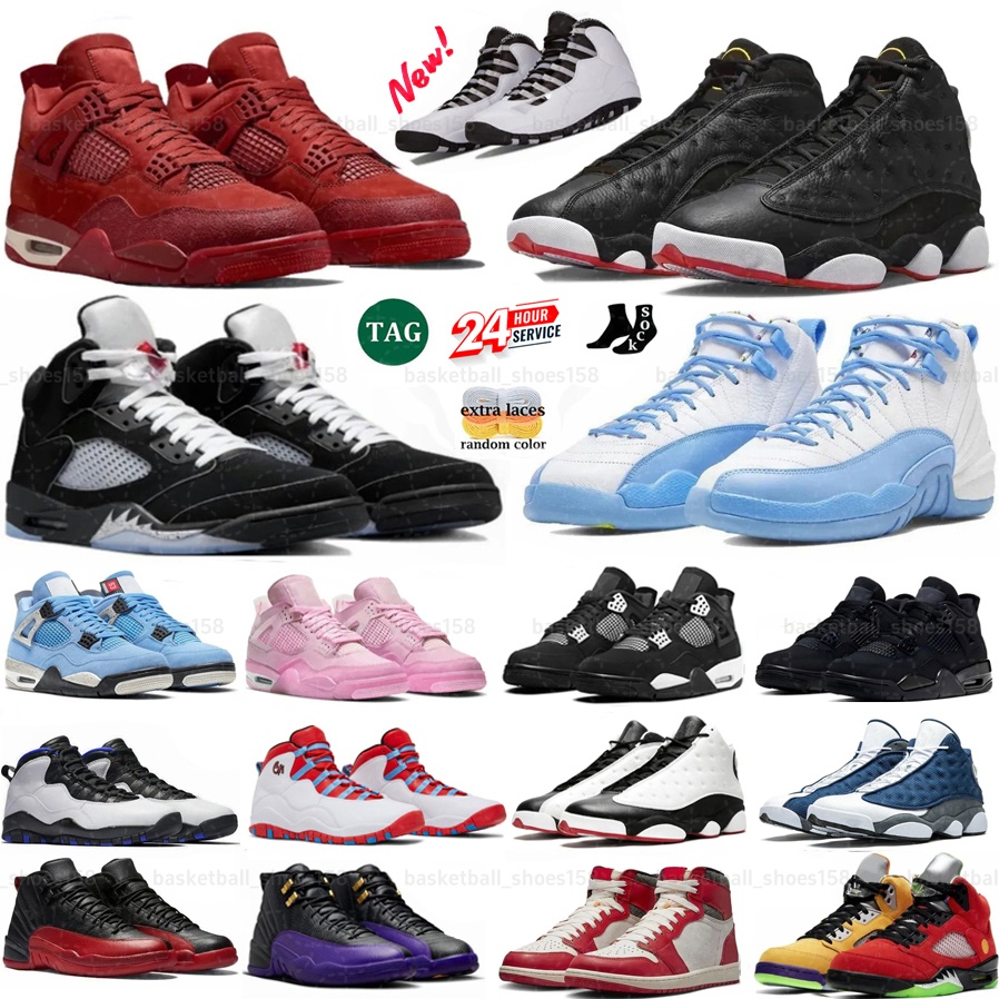 New 5 12 4 designer 13 10 low 1 Basketball Shoes 4s 5s flu game Blueberry 12s mens shoes black cats Red Thunder Cement Gold Sail Trainers Sport Mens sneakers 36-47