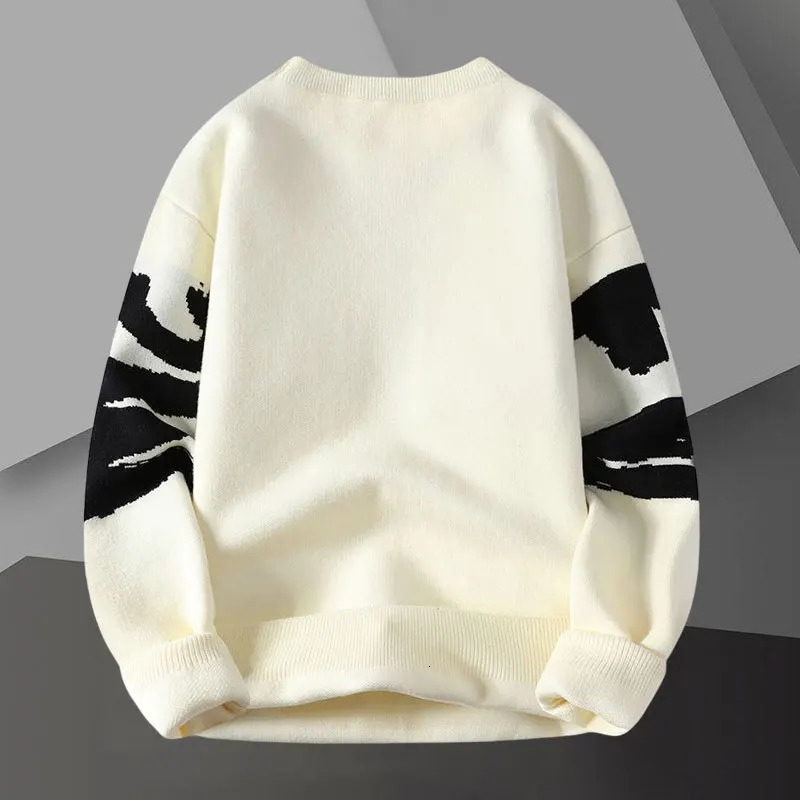 Letter Contrast Printing Sweater Pullover Crew Neck Men Sweter Korean Sweater Fashion Knit Pullover Sweater Noel Kazak 250717
