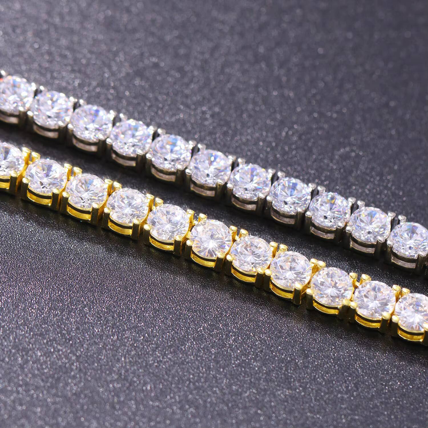 Trendy 925 Sterling Sliver Ice Tennis Chain -- Hip-Hop Style Moissanite Necklace for Men /Women Sparkle Luxury Gift