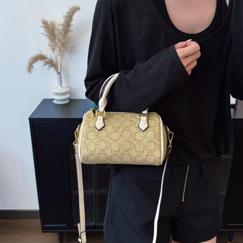 Designer bag Shoulder Bag Luxury Bag Crossbody Purse Designer Fashion printed small bag with silk scarf cylinder bag handbag Black khaki