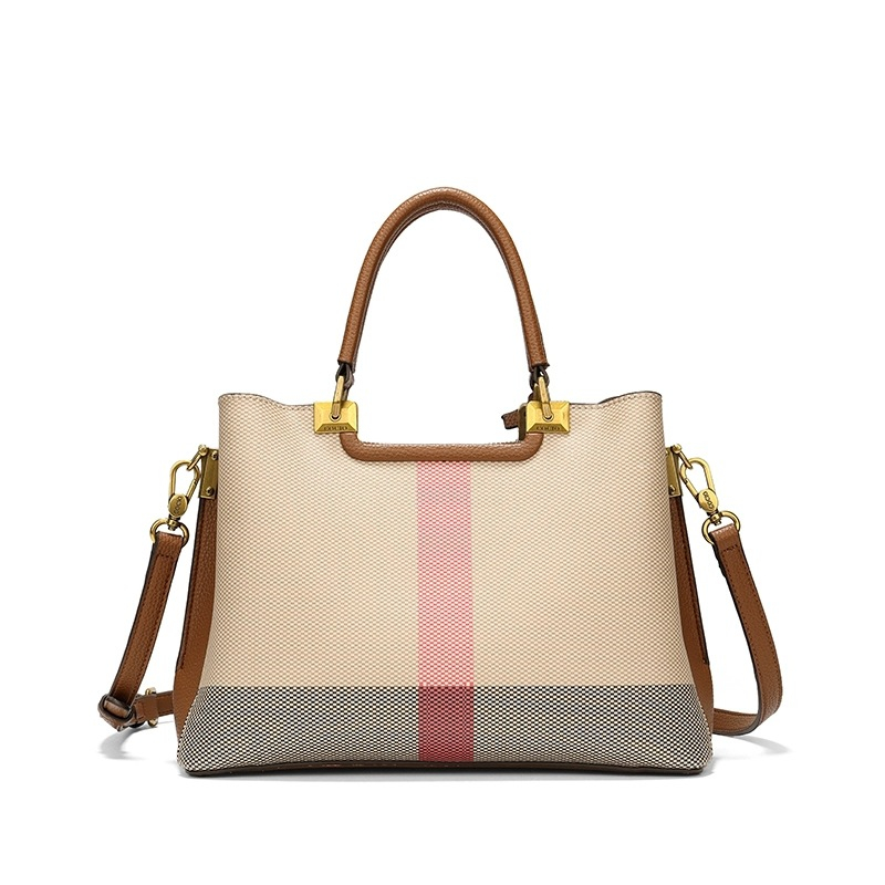 COCIO designer Fashionable versatile color blocking large capacity commuting light travel casual hand-held plaid tote bag
