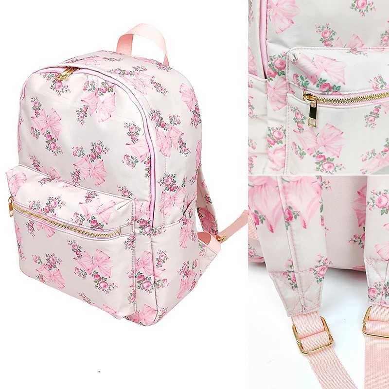 Backpack Large Capacity Printed Bow New Waterproof Nylon Backpack Fem Travel Bag Backpacks Schoolbag for Teenage Girls Y250722