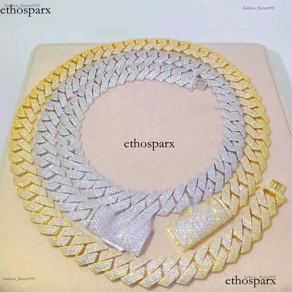 Passed Vvs Test Hip Hop Jewelry Necklace 15mm GRA Ice Out Moissanite Dia Cuban Chain Popular with Rappers Free delivery