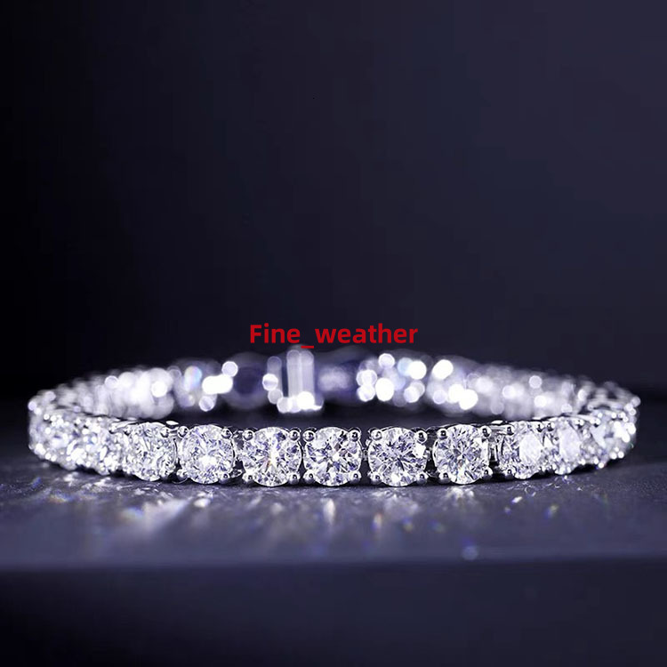 Ready to Ship Gold Plated Silver D Color VVS Moissanite Diamond Tennis Chain Bracelet With GRA Certificate