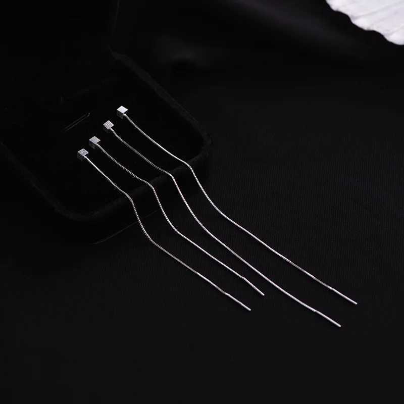 1Pair S925 Silver Needle 13CM Square Earrings Line Tassel Chain Drop Earrings Womens Straight Line Jewelry New Year GiftsXJ250722