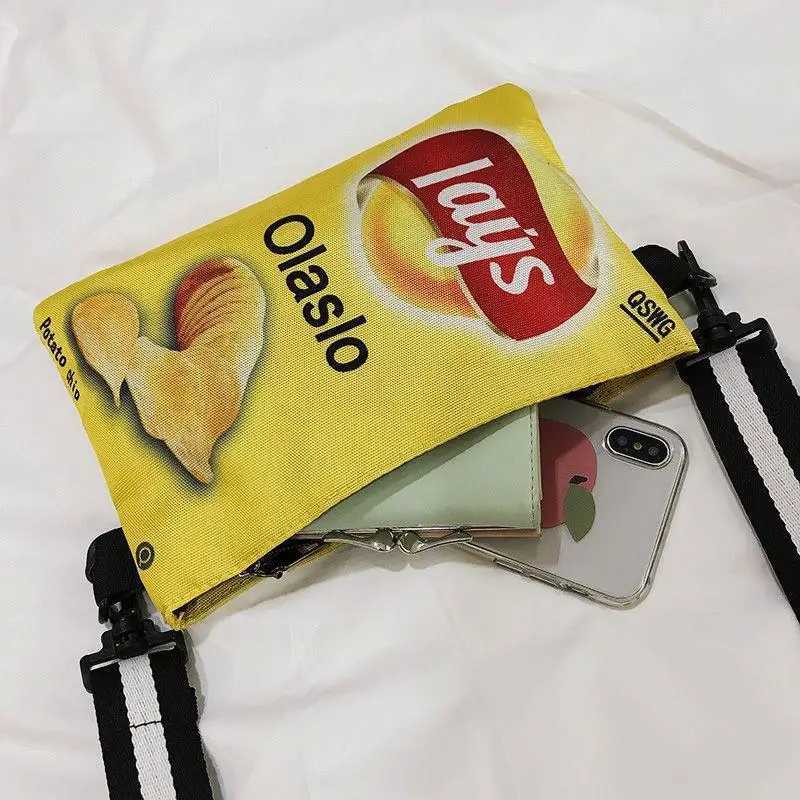 Potato Chip Snack Pattern Crossbody Bag Wens Small Version Single Shoulder Bag Funny Envelope Bag for Wen Girls Phe Bag Y250722