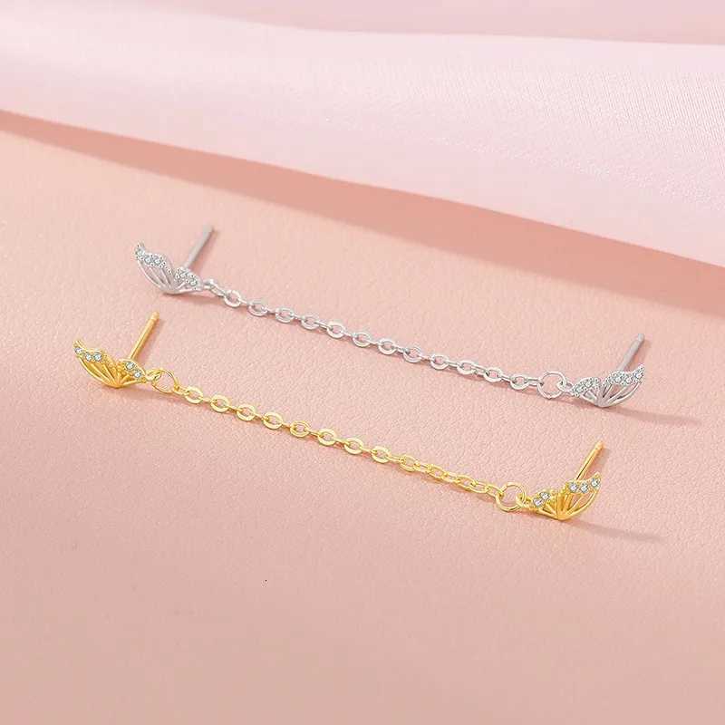 Fashion Silver Color Hollow Butterfly Stud Earrings for Women Girl Simple Double Ear Hole Tassel Chain Earrings Jewelry Gift XJ250722