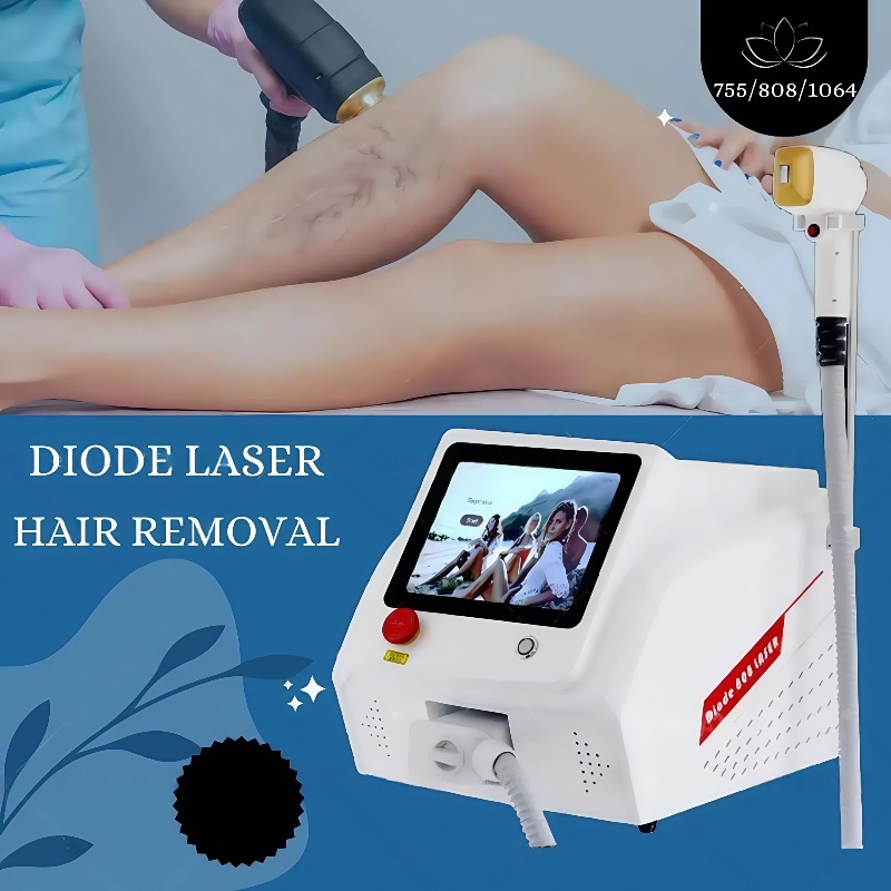 Professional 3 wavelength Hair Remove 755nm 808nm 1064nm Diode Laser Machine Alexandrit Permanent Removal Cooling Head Painless Suitable for home and 