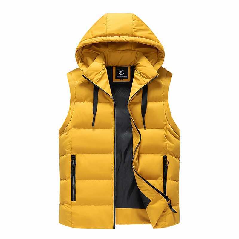 Hooded Down Vest Windproof Neck Warmth Practical Wear Simple Design Solid Color Fashion All-purpose Style Fabric Comfortable Coat W250722