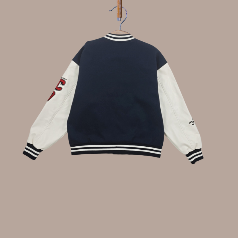 Raglan Sleeve Letter Embroidery Baseball Jacket coat contrast color American hip-hop street style