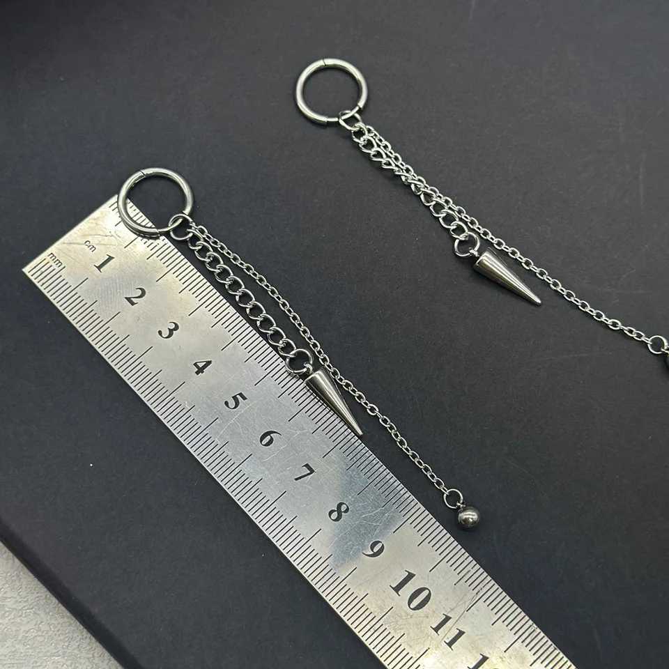 2K Kpop Grunge Stainless Steel Spike Dangle Earrings Grunge Aesthetic Emo Long Tassel Chain Spiked Earrings for Women XJ250722