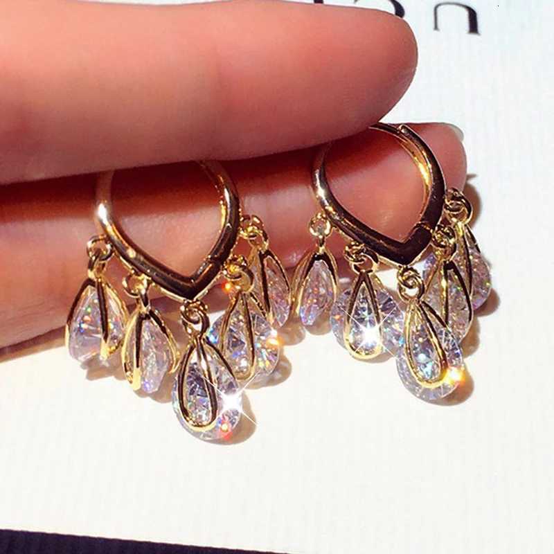 NEW Fashion Tassels Exquisite Luxury Charm Earrings for Women Hoop Earrings Delicate Water Droplet Geometry Zircon Pendant Gift XJ250722